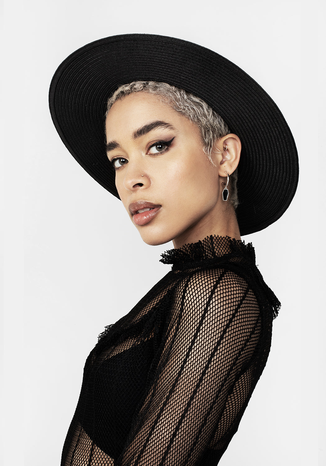 Black Boater Hat with Embroidered Rune Band | Breathable Paper Fibers