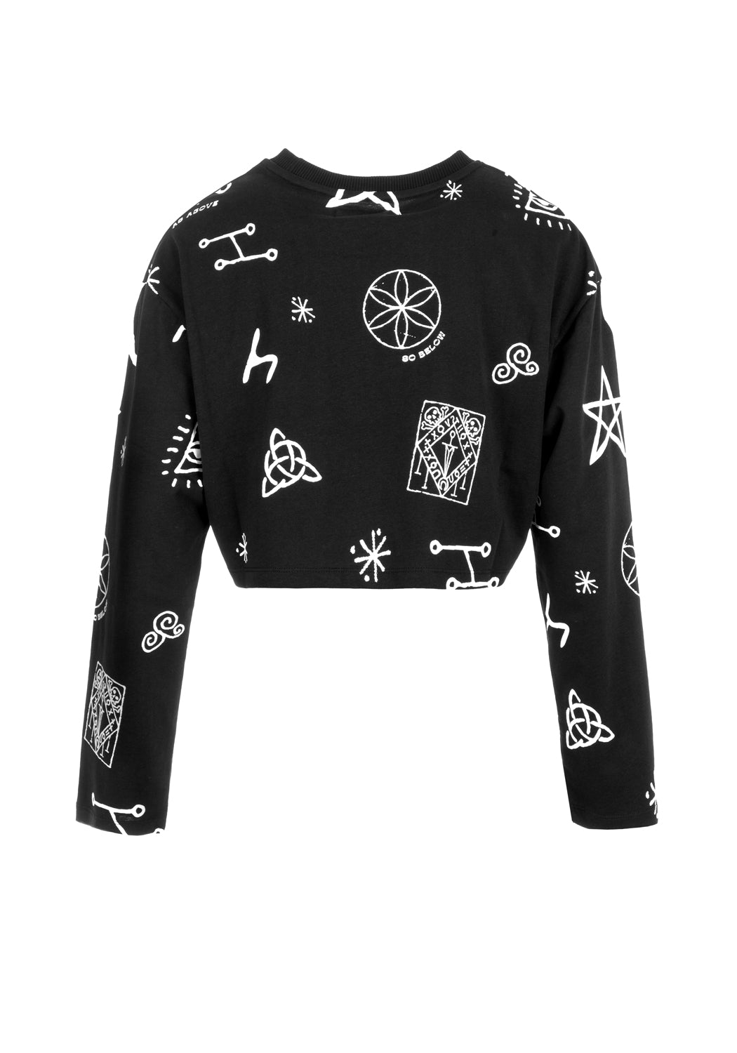 Black Cropped Long Sleeve Tee | Soft Cotton Crew Neck | Above Below