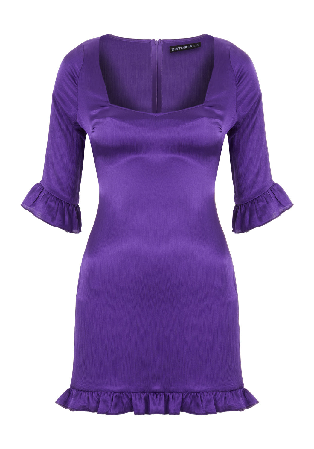 Violet Mini Dress with Sweetheart Neckline & Flared Cuffs | BIANCA