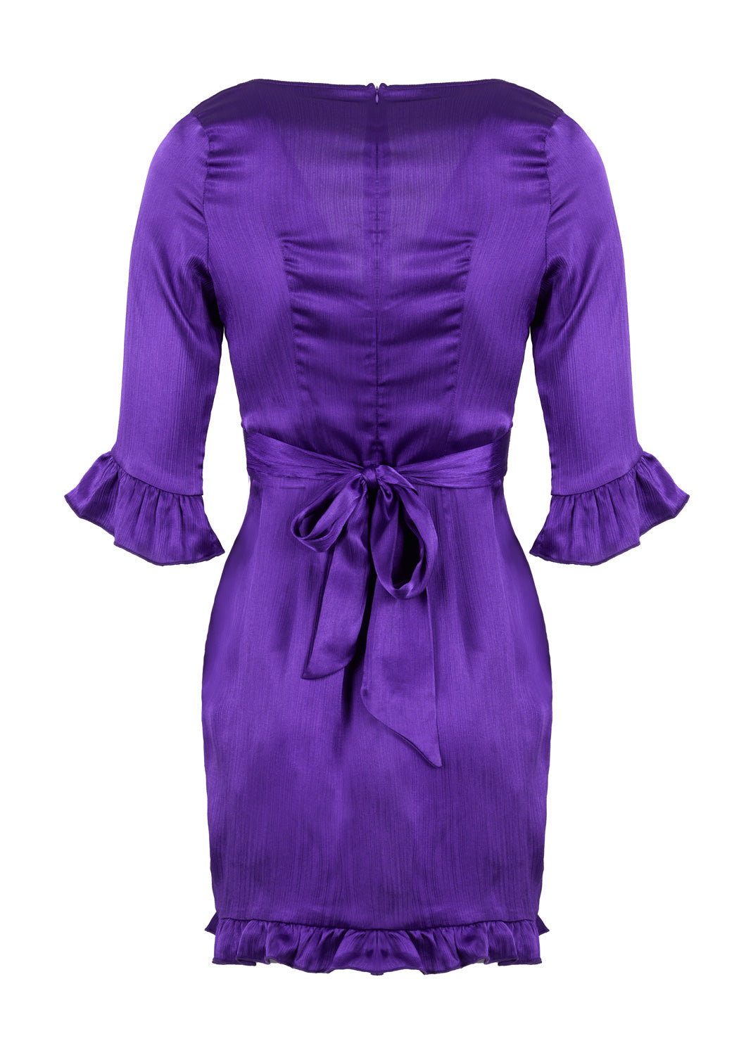 Violet Mini Dress with Sweetheart Neckline & Flared Cuffs | BIANCA