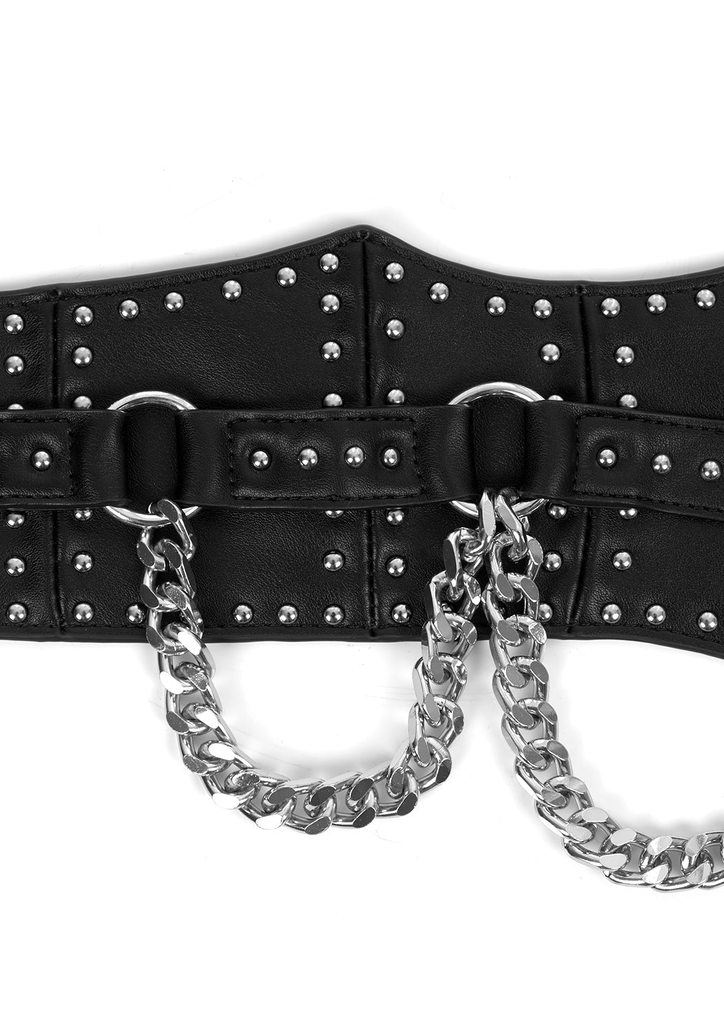 Studded Waist Belt with Silver Chains & Adjustable Buckle | Nadja