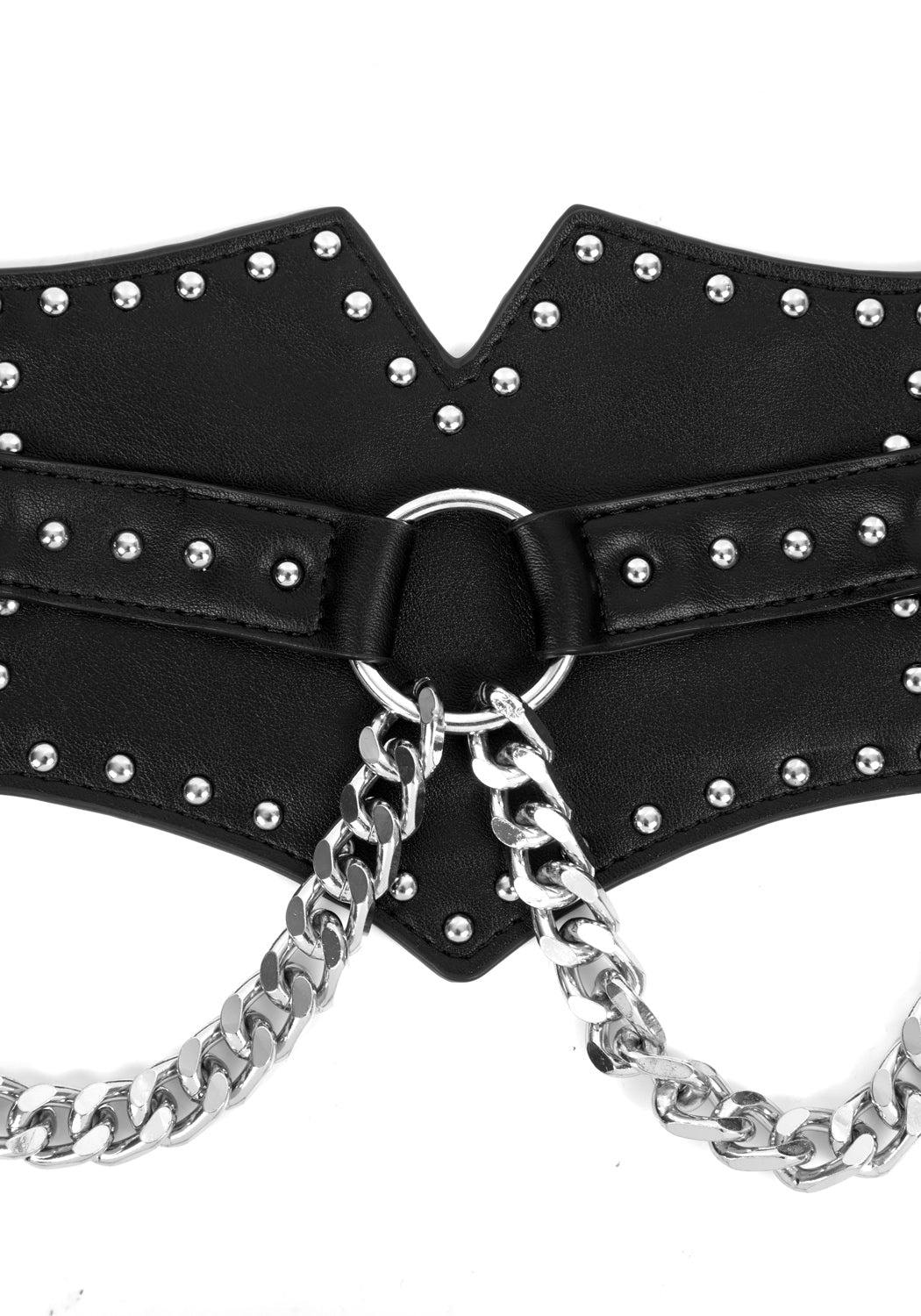 Studded Waist Belt with Silver Chains & Adjustable Buckle | Nadja