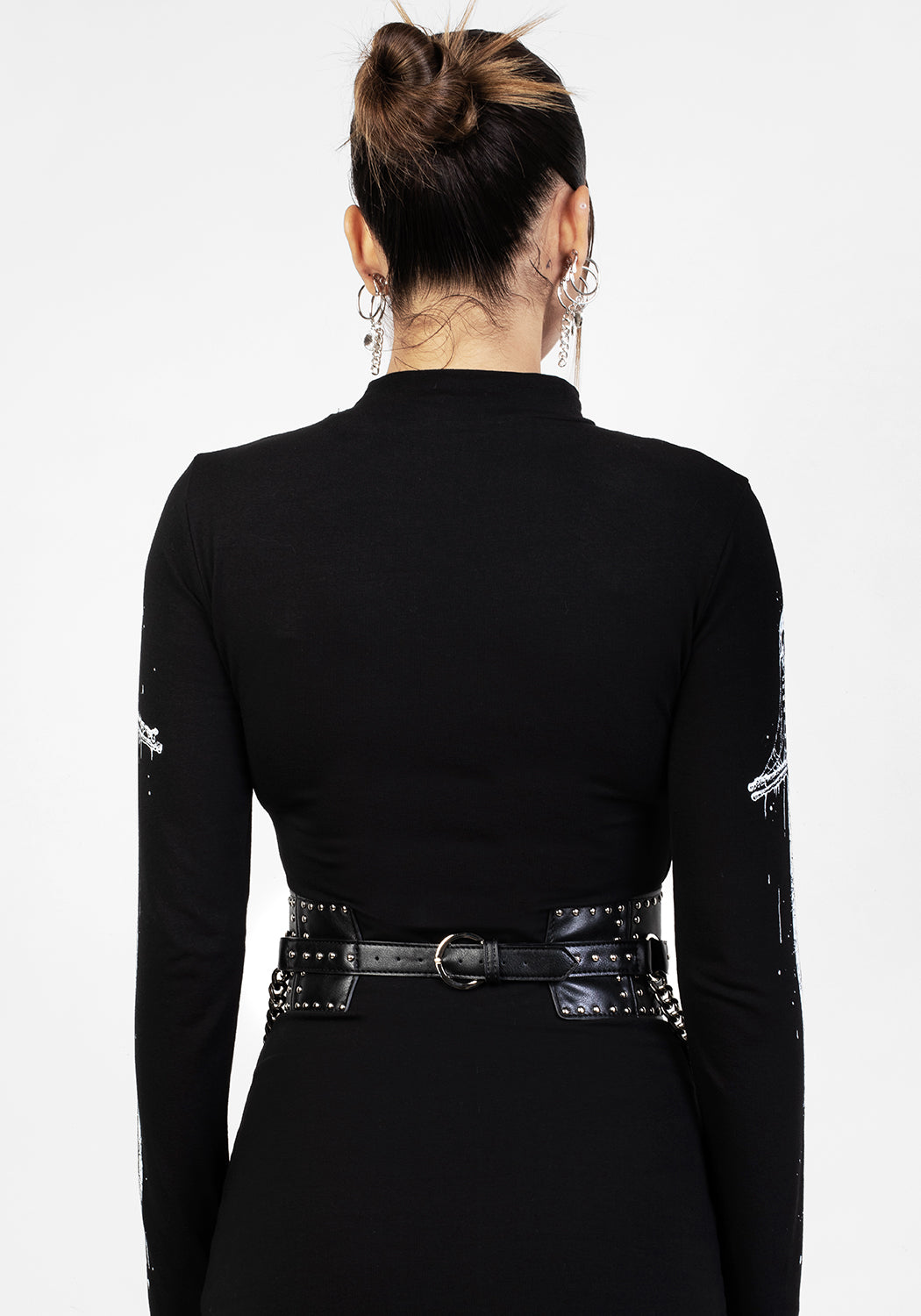 Studded Waist Belt with Silver Chains & Adjustable Buckle | Nadja