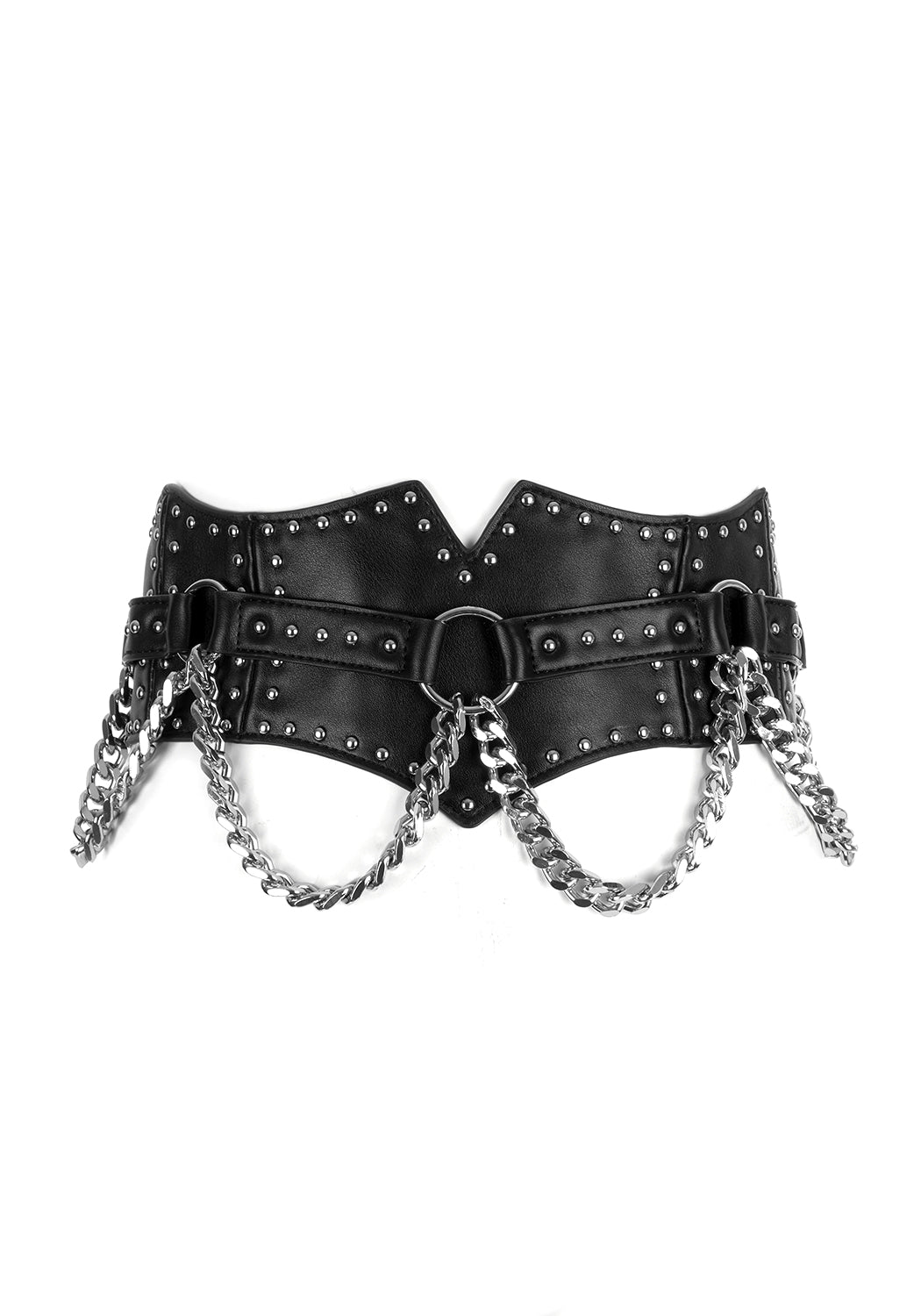Studded Waist Belt with Silver Chains & Adjustable Buckle | Nadja