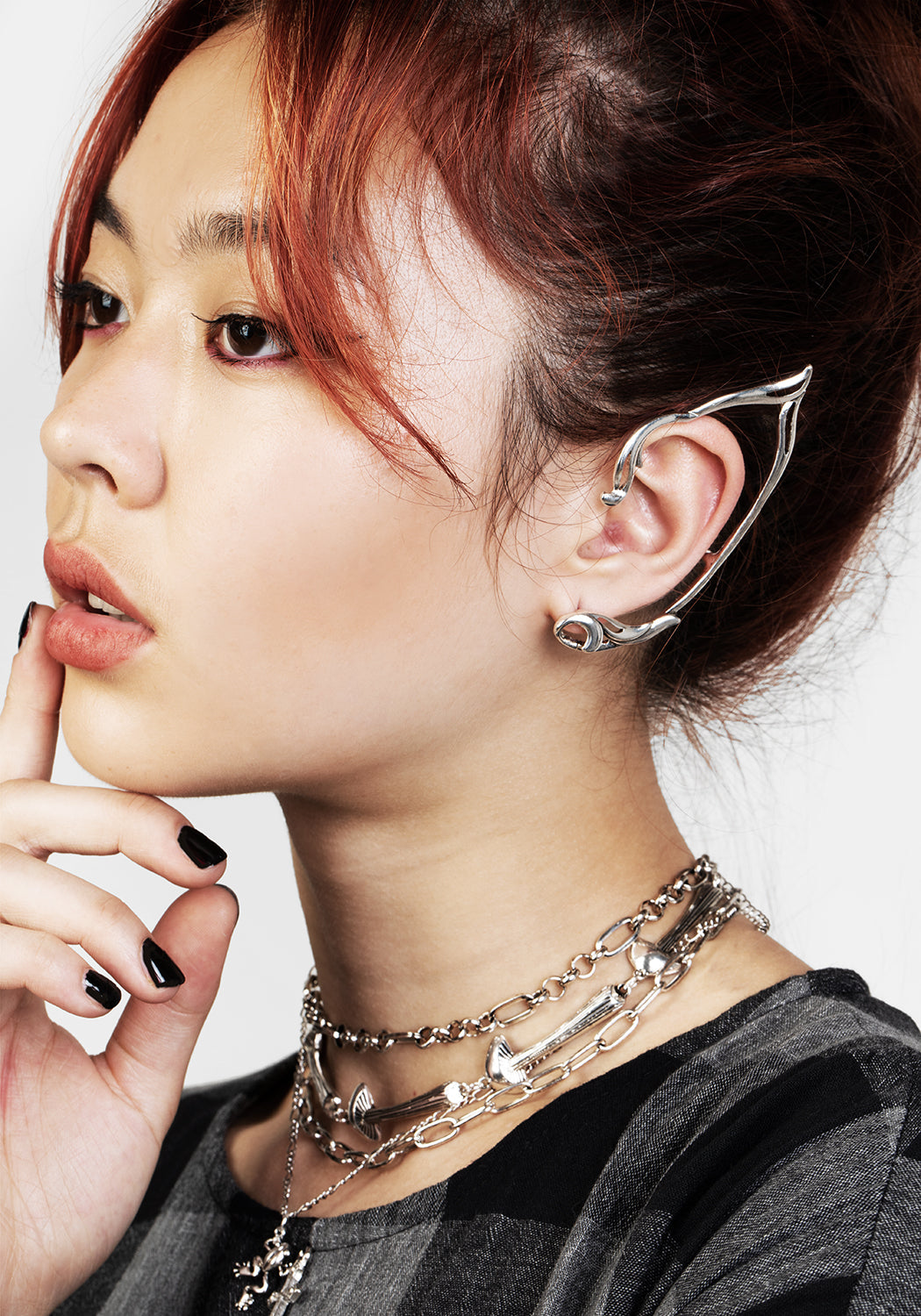 Art Nouveau Silver Ear Cuff for Pierced Ears | Arwen Jewelry