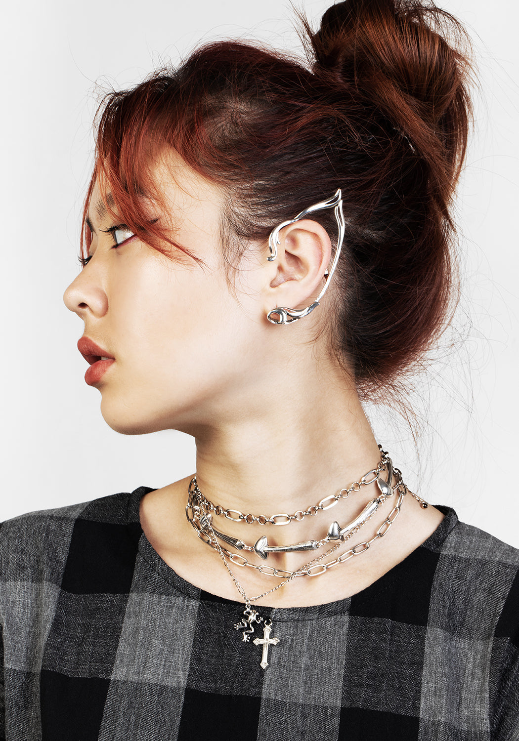 Art Nouveau Silver Ear Cuff for Pierced Ears | Arwen Jewelry