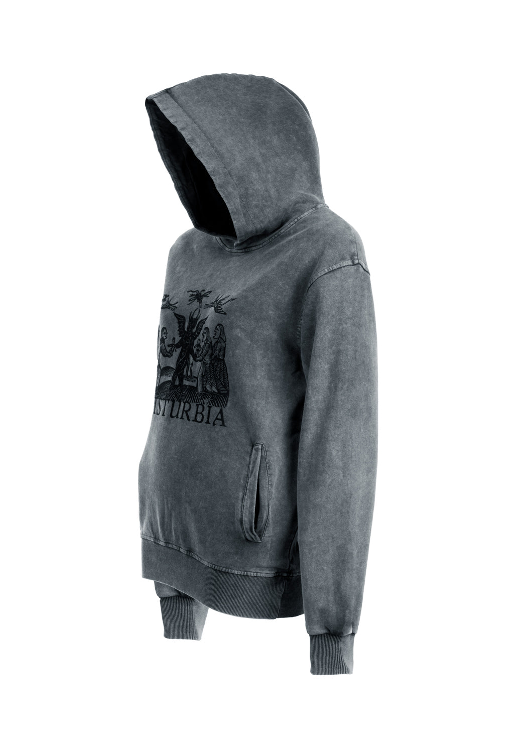 Devil Grey Acid Wash Pullover Hoody | Unisex Cotton Hoodie