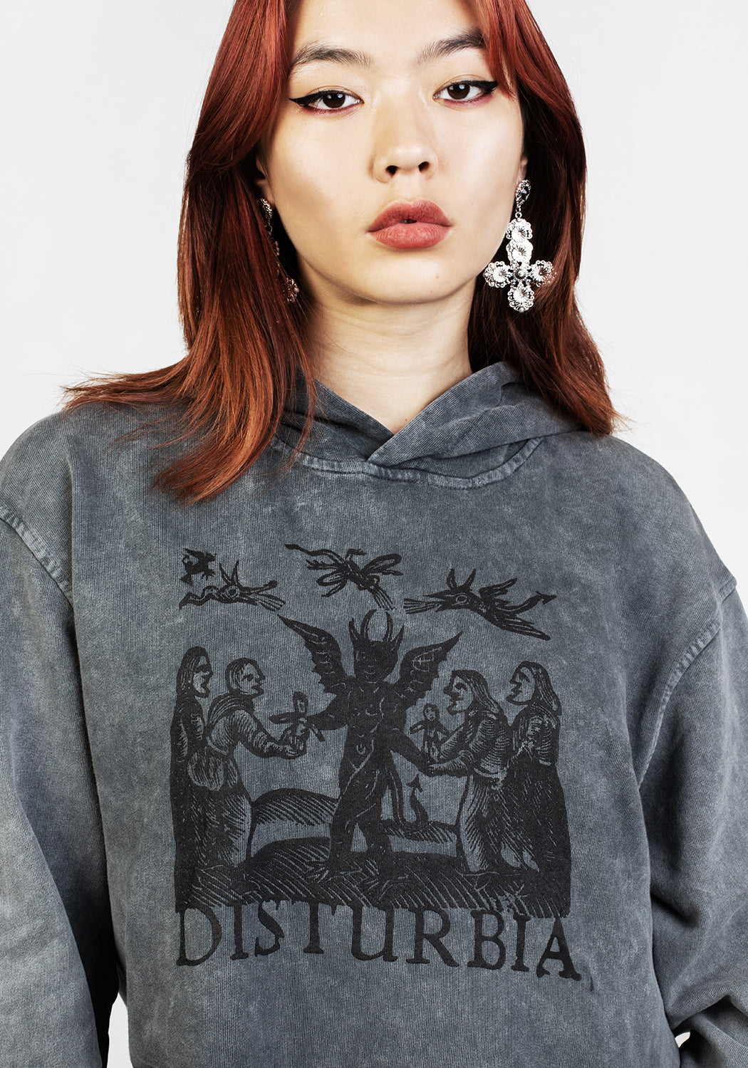 Devil Grey Acid Wash Pullover Hoody | Unisex Cotton Hoodie