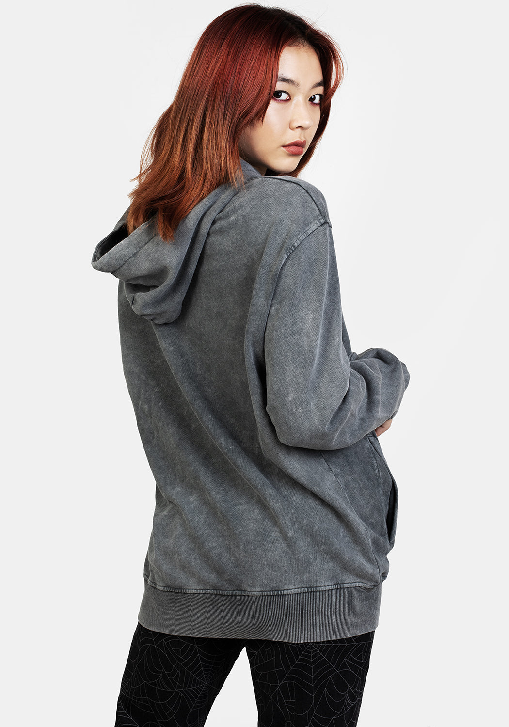 Devil Grey Acid Wash Pullover Hoody | Unisex Cotton Hoodie