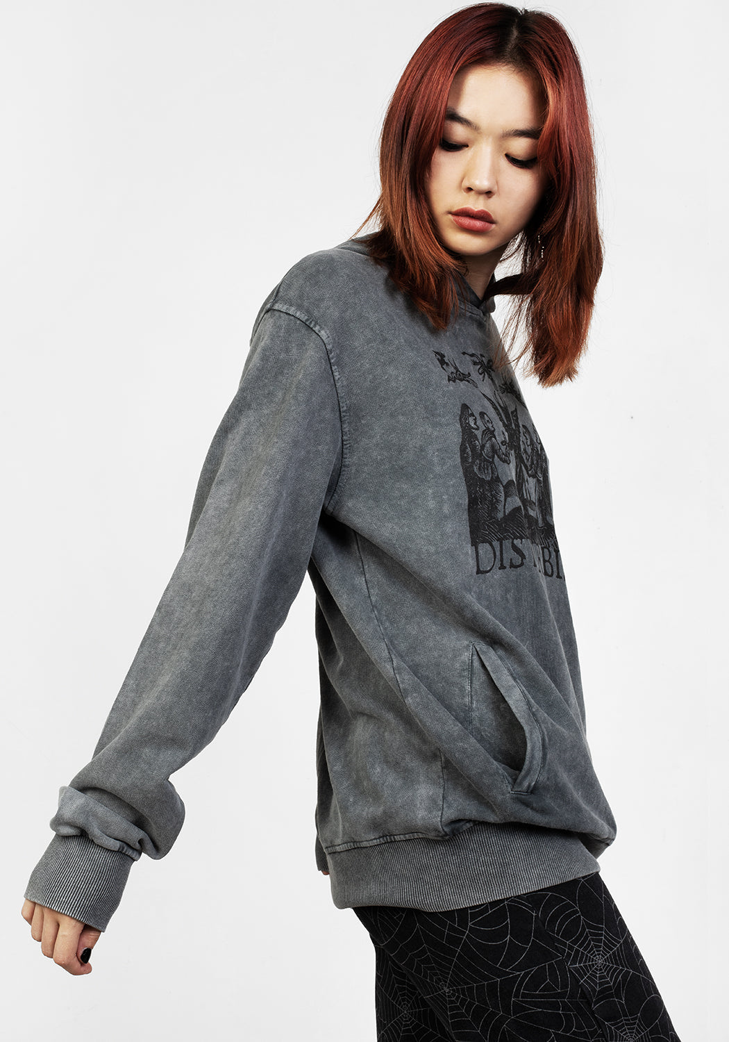 Devil Grey Acid Wash Pullover Hoody | Unisex Cotton Hoodie