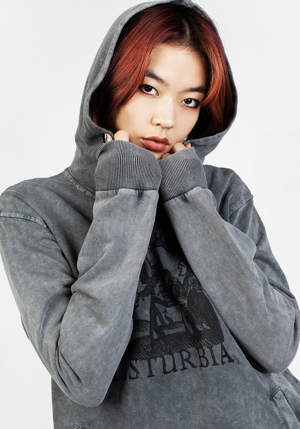 Devil Grey Acid Wash Pullover Hoody | Unisex Cotton Hoodie