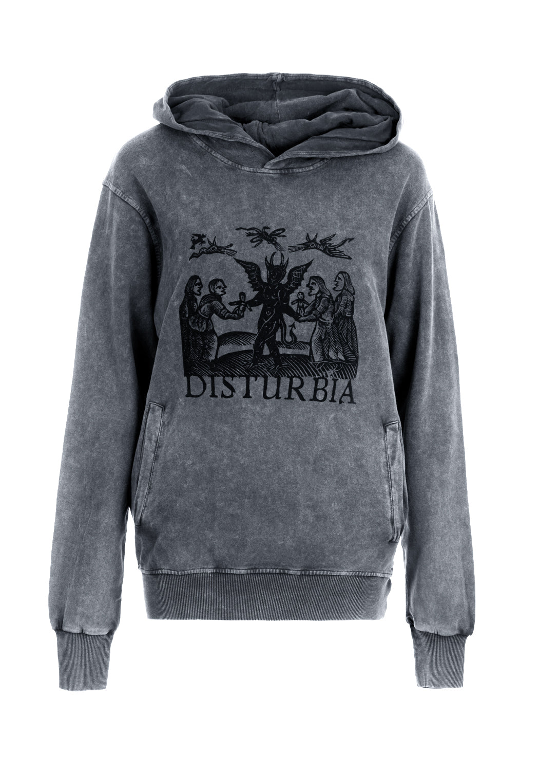 Devil Grey Acid Wash Pullover Hoody | Unisex Cotton Hoodie