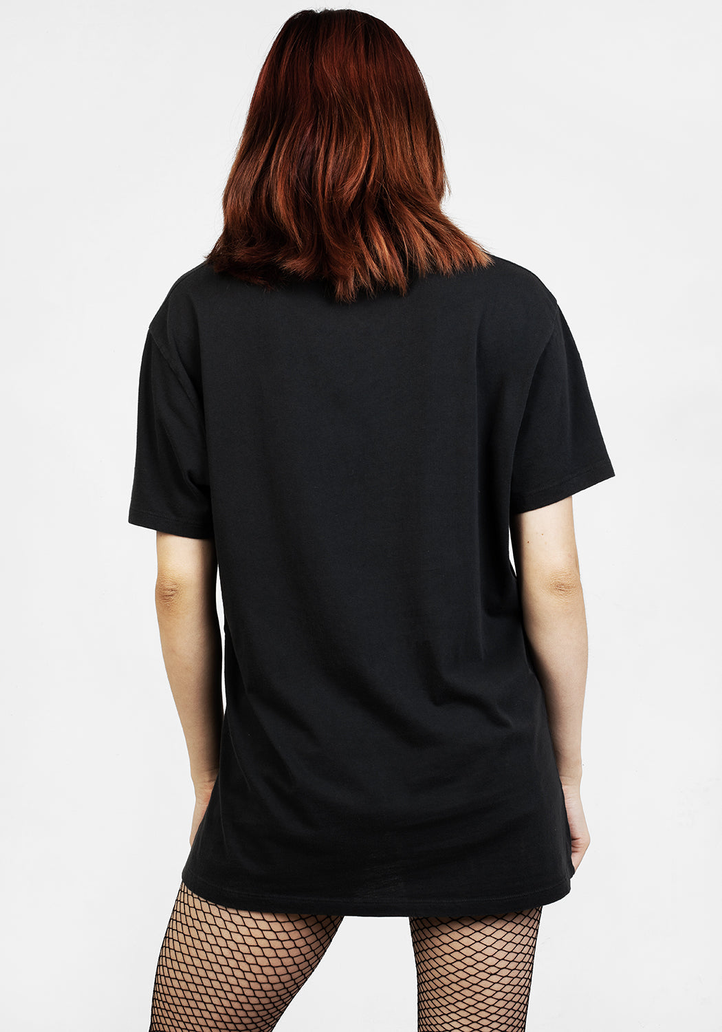 Black Graphic T-Shirt with Vintage Wash & Crew Neck | Perception