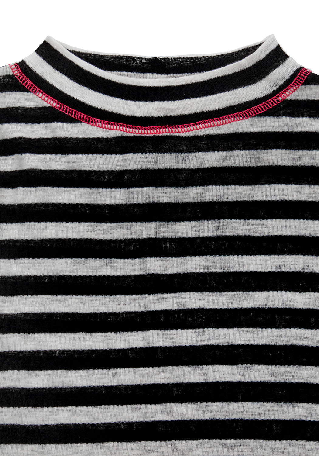 Black & White Striped Bodysuit with Mock Neck & Gusset Poppers | Decode