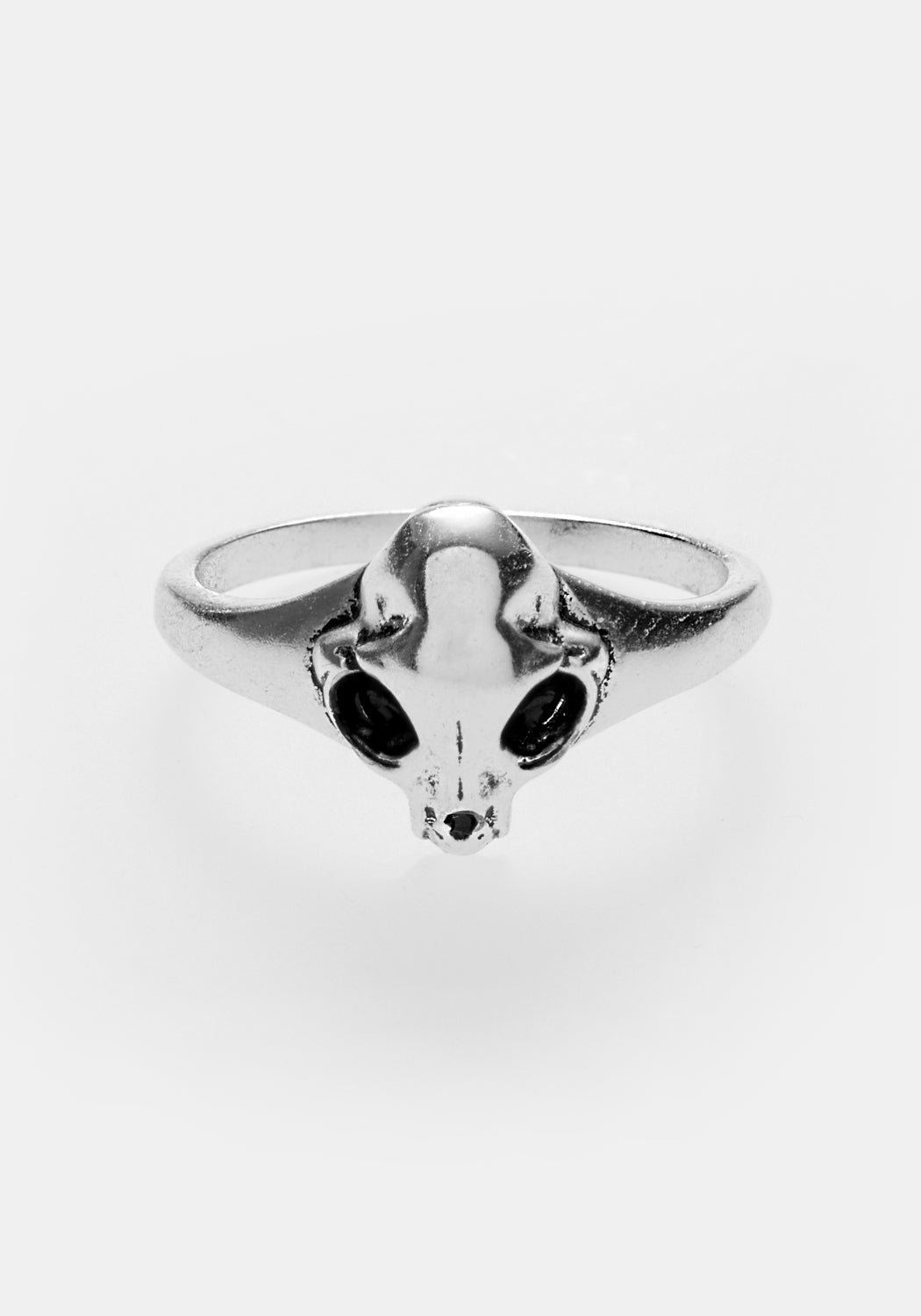 Sphynx Cat Skull Silver Ring | Gothic Signet Jewelry