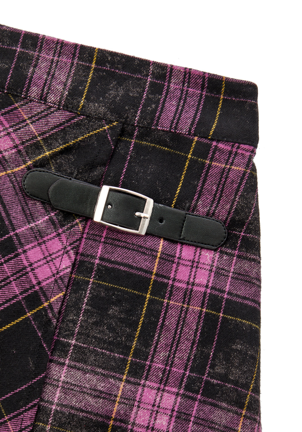 Pink & Black Check Mini Kilt Skirt with Faux Leather Buckle | Crush