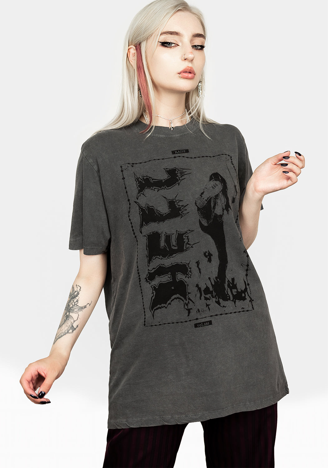 Vintage Washed Grey Graphic T-Shirt | Hell Relaxed Unisex Fit