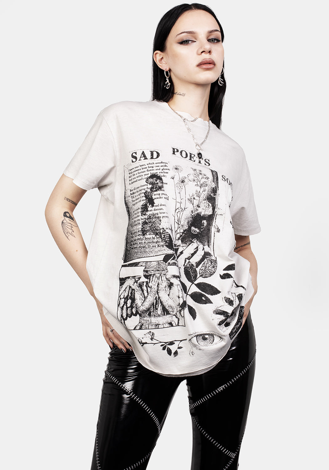 Vintage Washed Off-White Graphic T-Shirt | Sad Poets