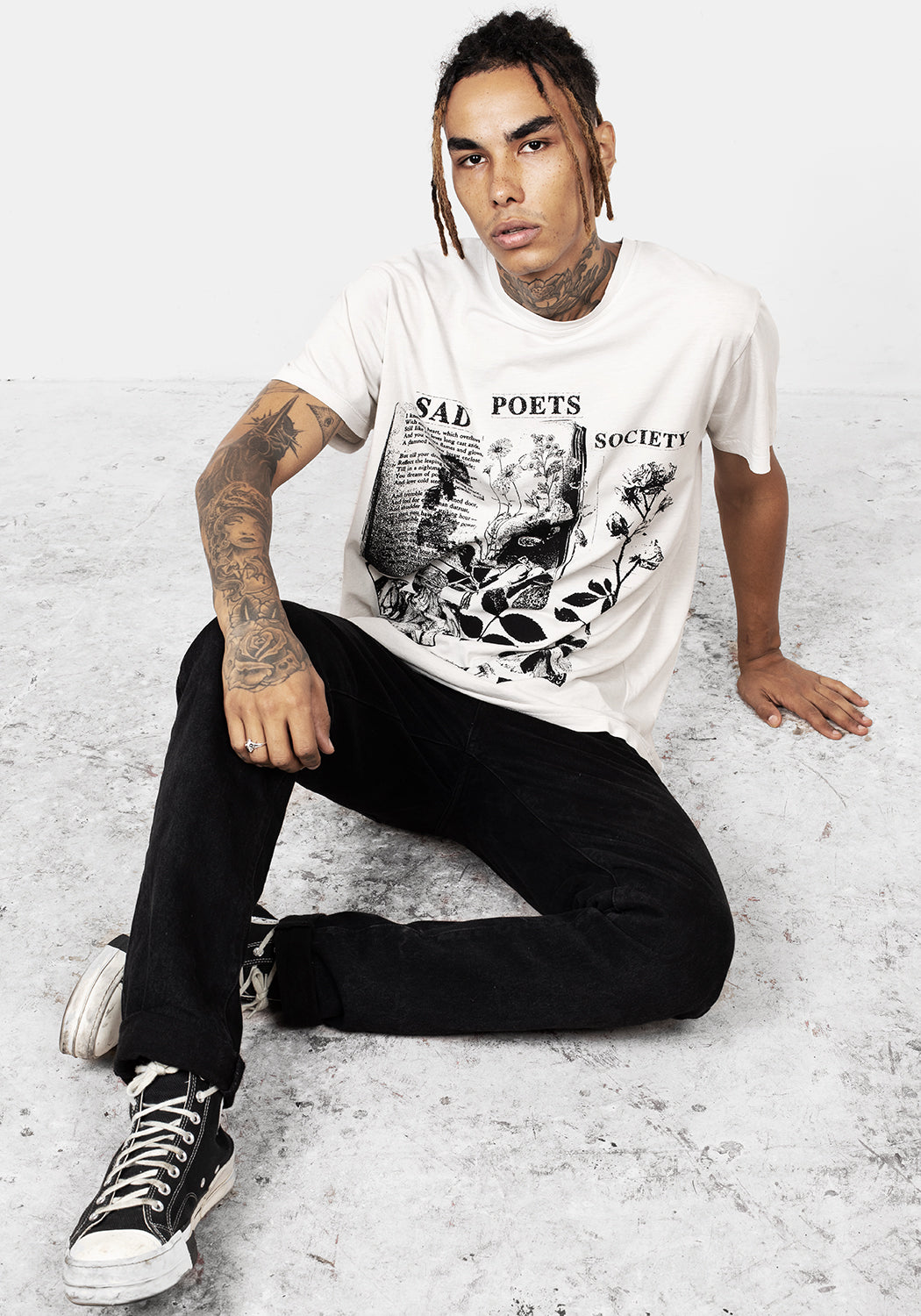 Vintage Washed Off-White Graphic T-Shirt | Sad Poets