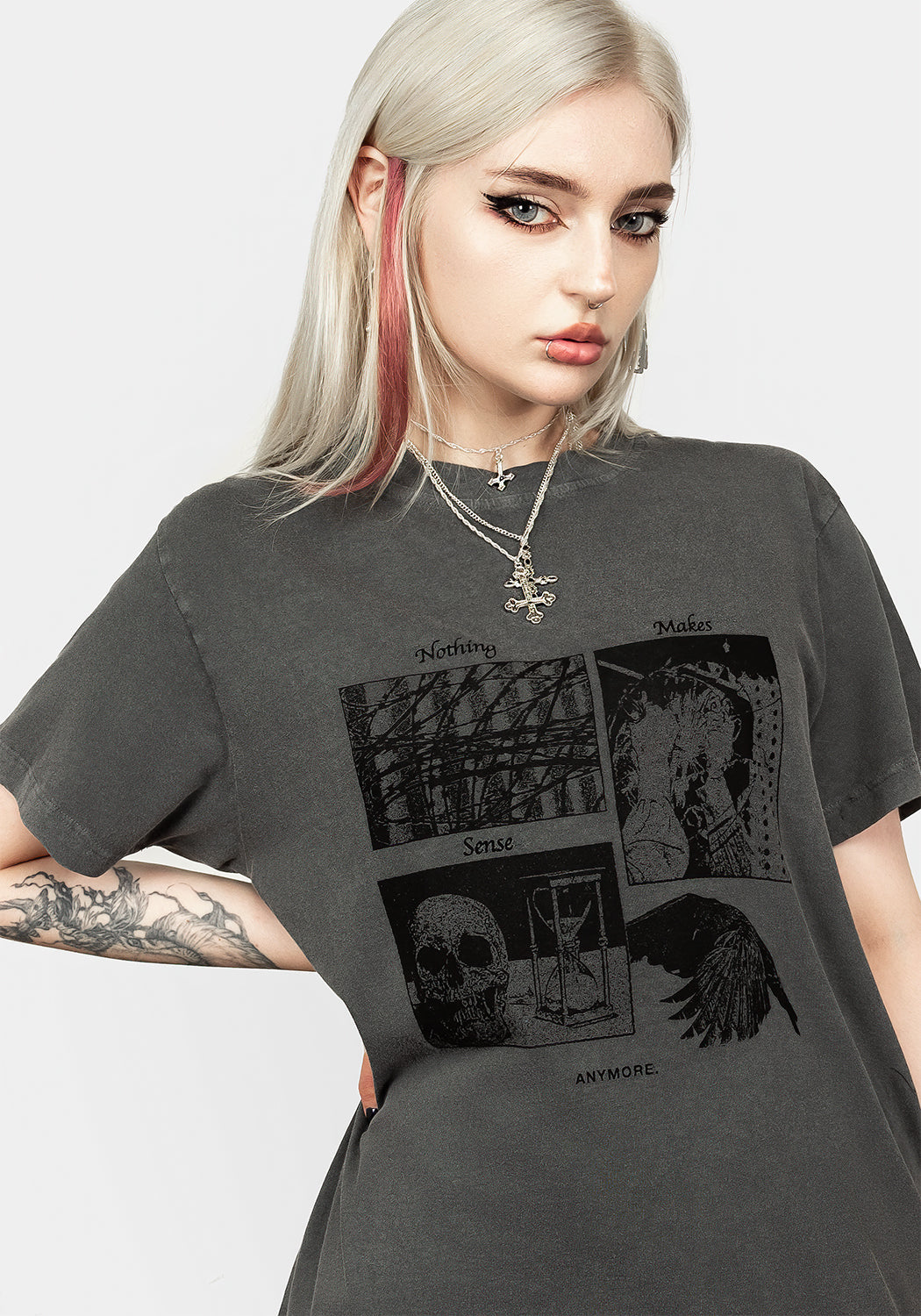 Vintage Grey Washed Graphic T-Shirt | Relaxed Unisex Fit | Sense