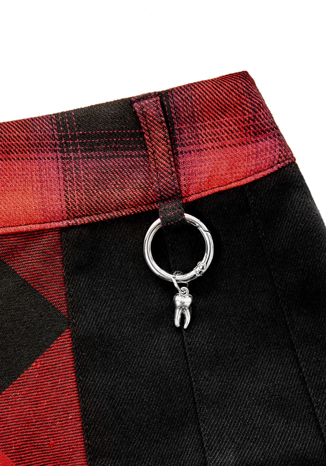 Red & Black Plaid Pleated Tennis Skirt with Detachable Charm | Sh!t Show