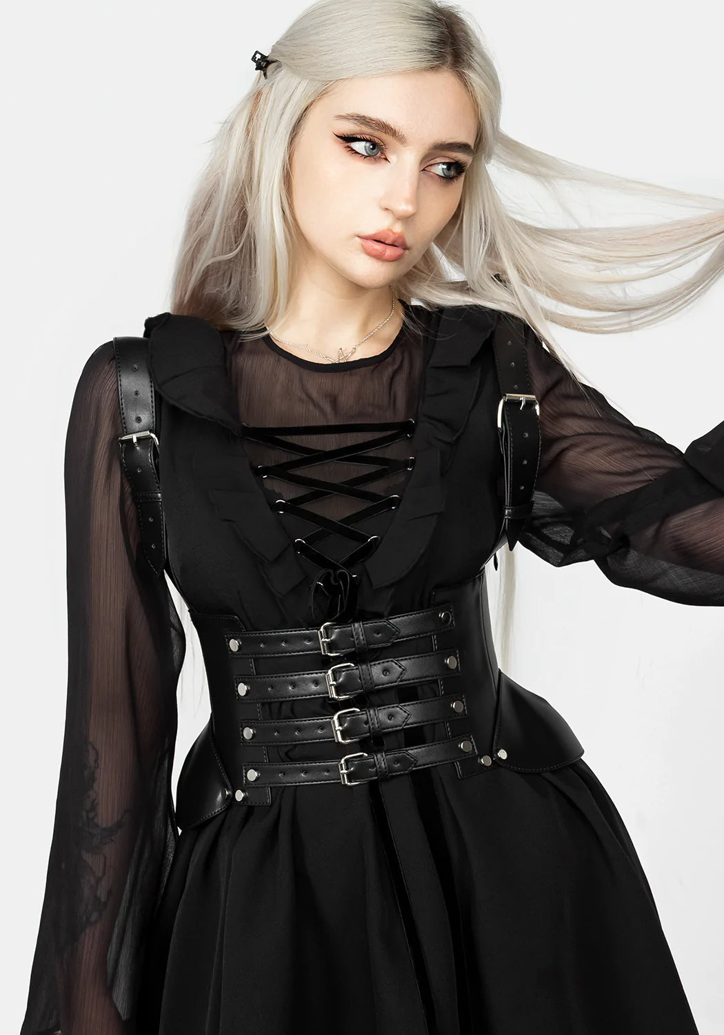 Faux Leather Waist Cinching Harness with Adjustable Straps | Triss
