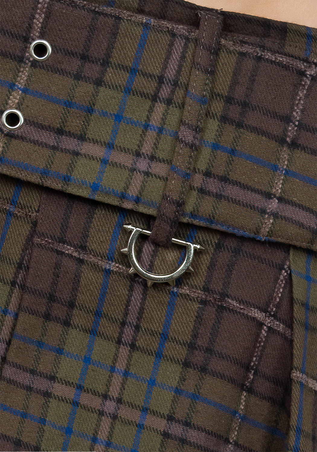 Low Rise Belted Check Mini Skirt with Buckle & Side Zipper | Rumpel