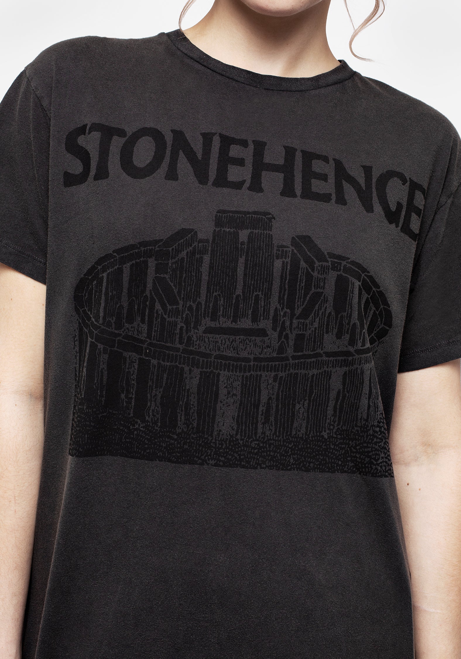 Acid Washed Graphic Print T-Shirt - Stonehenge Design | Henge