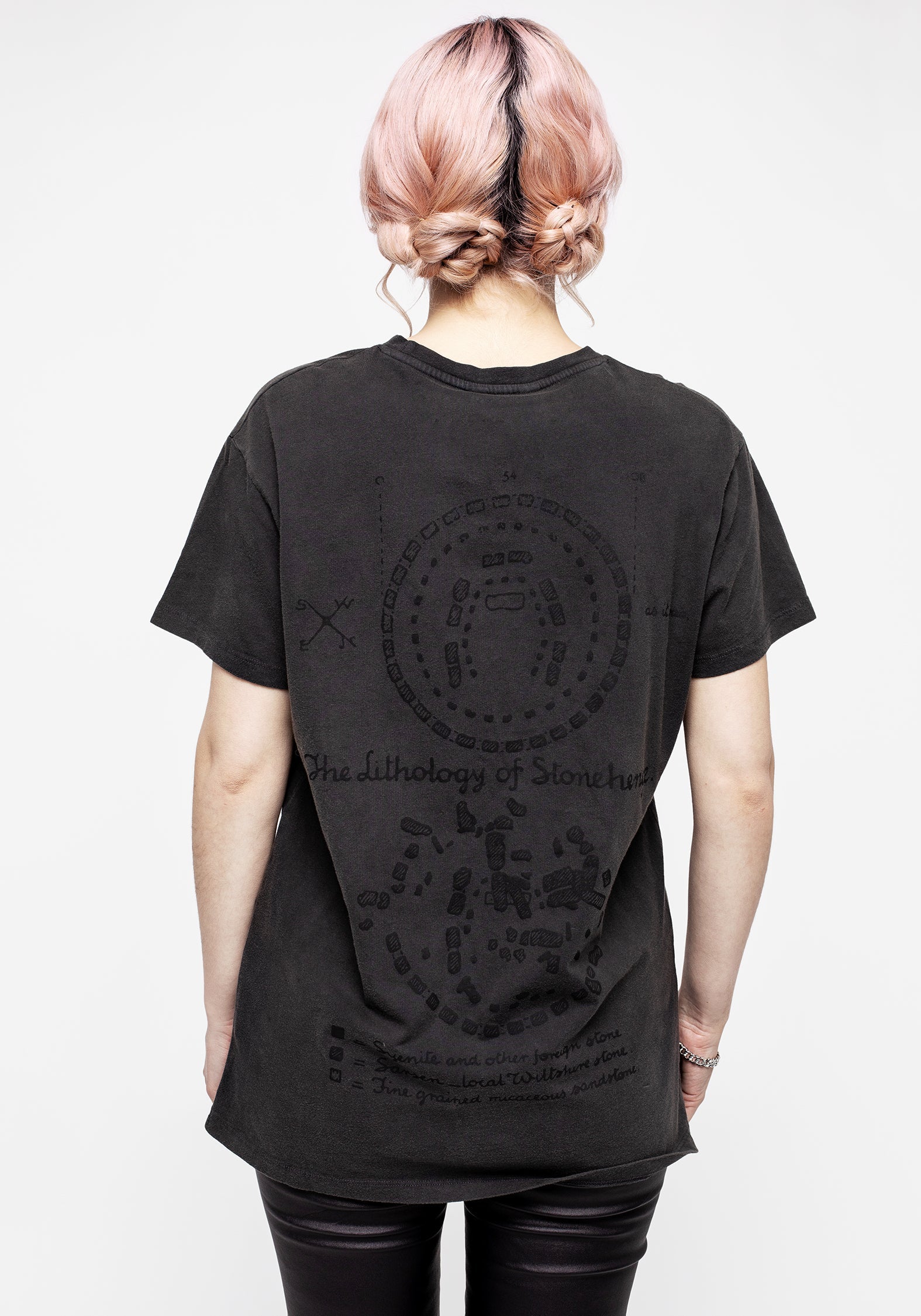 Acid Washed Graphic Print T-Shirt - Stonehenge Design | Henge