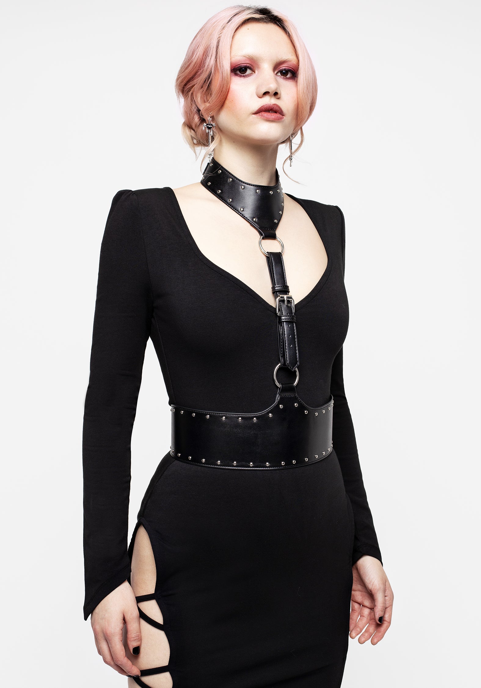 Black Cut-Out Maxi Dress with Sweetheart Neckline | Duchess