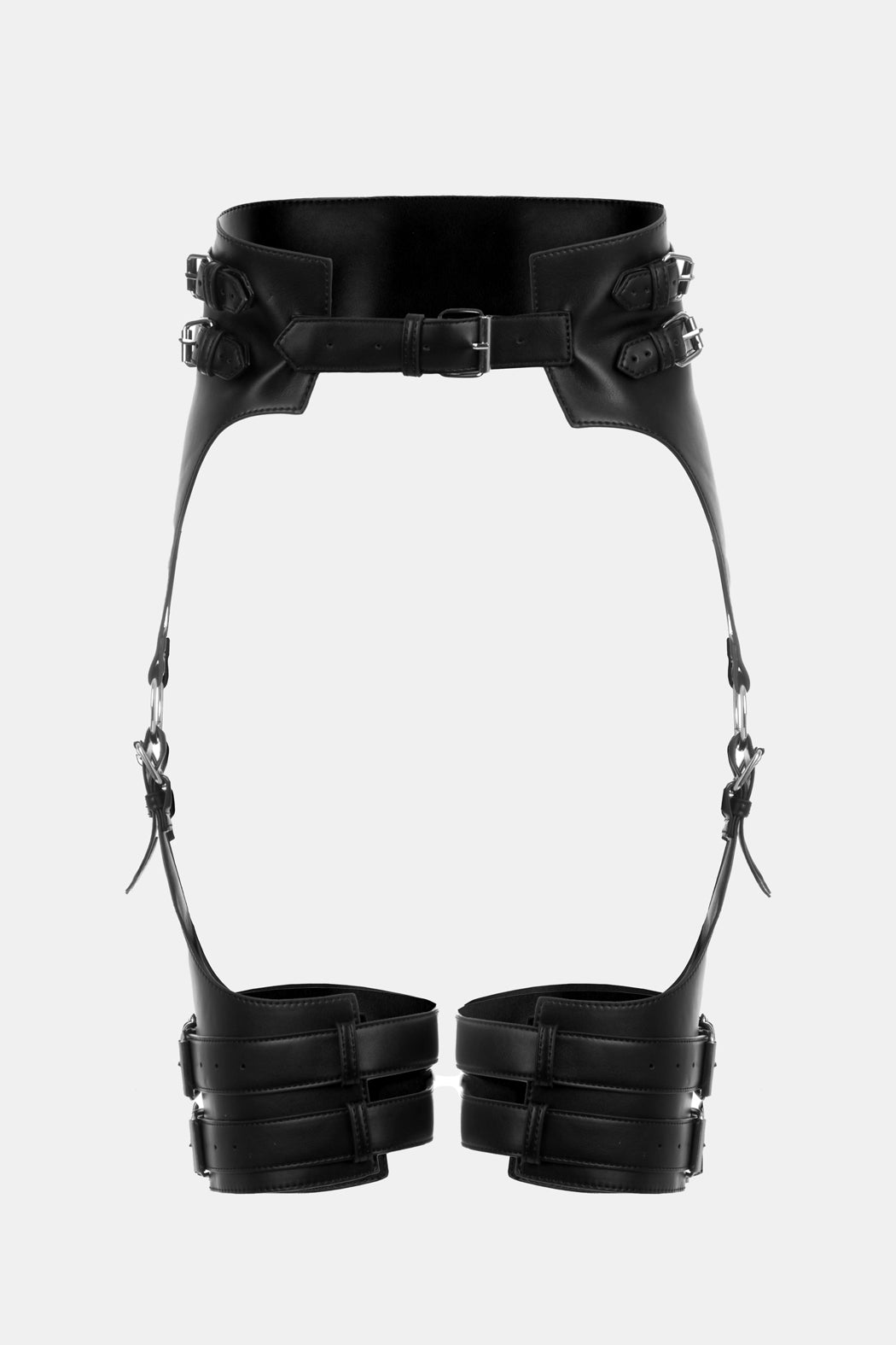 Faux Leather Suspender Waist Harness with Adjustable Buckles | Domina