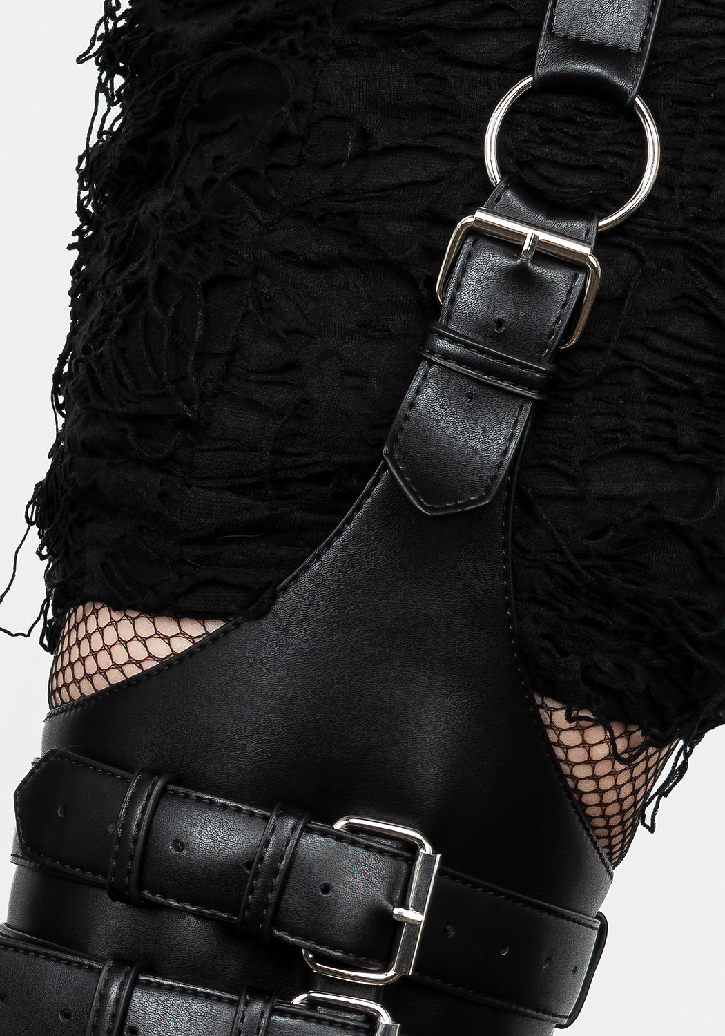 Faux Leather Suspender Waist Harness with Adjustable Buckles | Domina