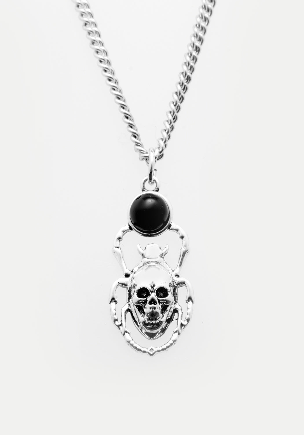 Silver Scarab Pendant with Black Agate | Ancient Egyptian Jewelry