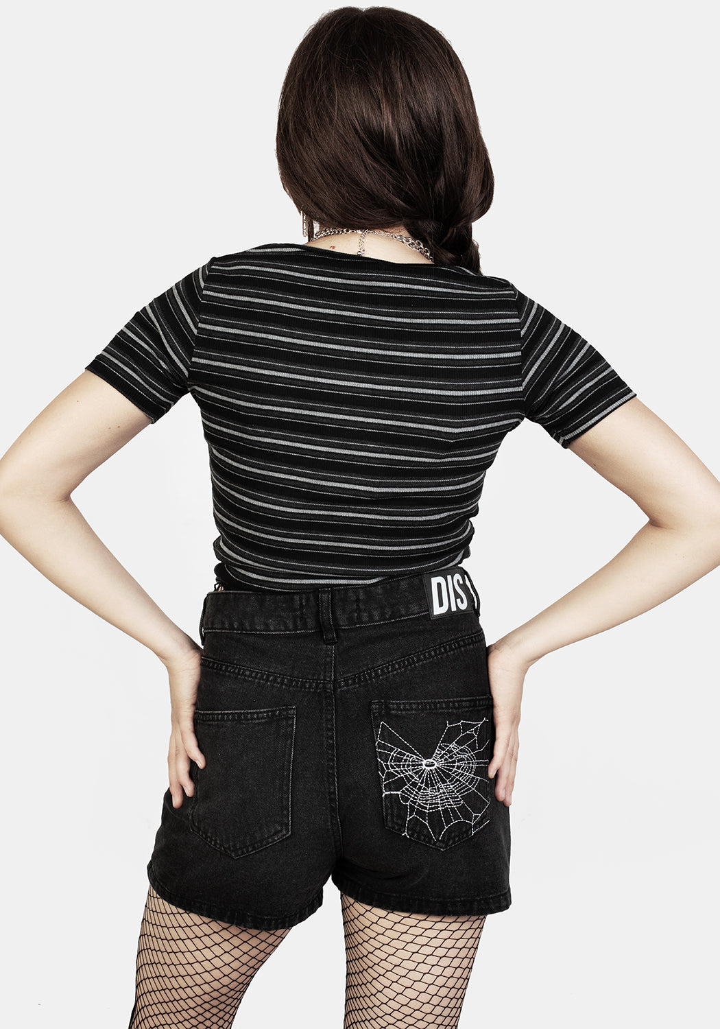 Striped Cropped Cardigan with V Neck & Embroidered Design | Rave