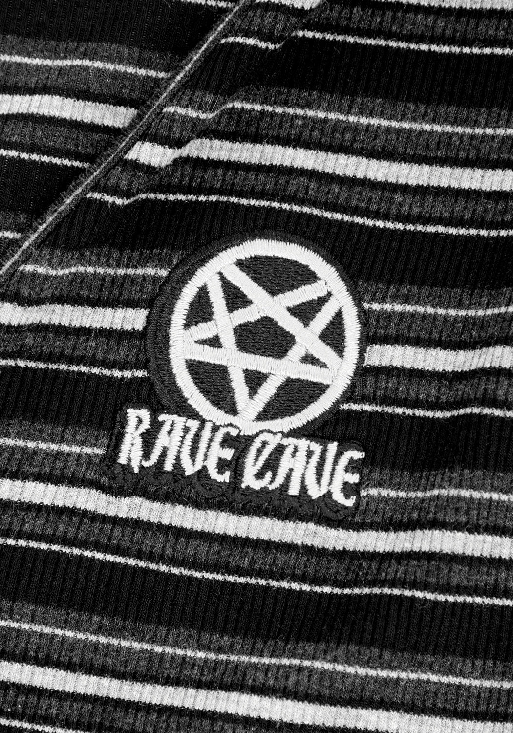 Striped Cropped Cardigan with V Neck & Embroidered Design | Rave