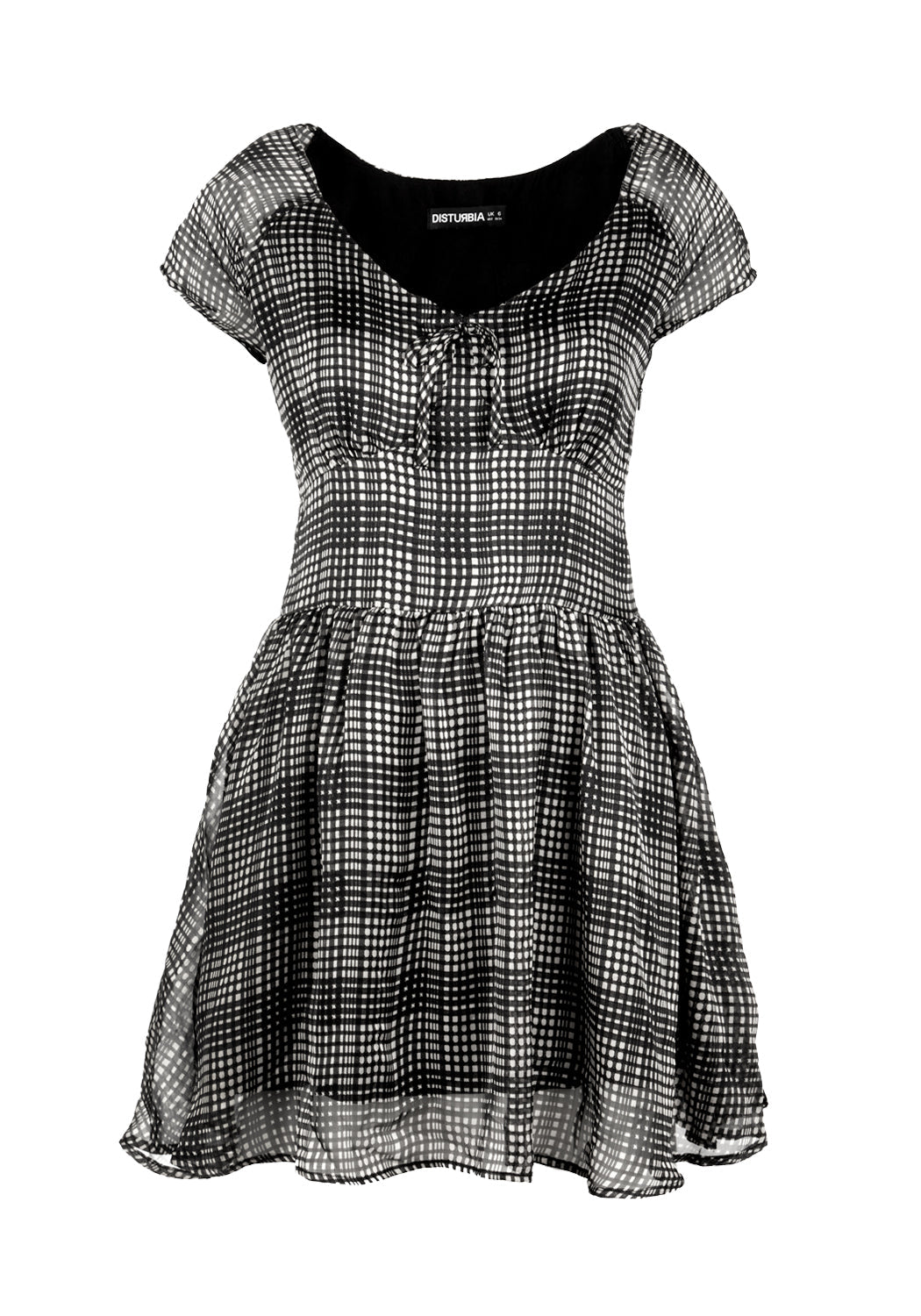 Sheer Check Mini Dress with Sweetheart Neckline & Side Zip | Darling Grunge