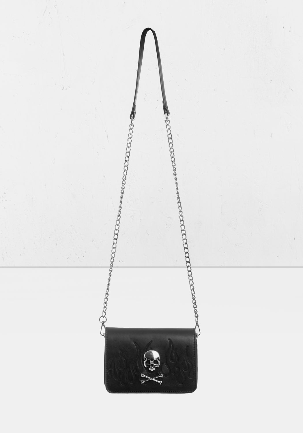 Mini Crossbody Bag with Skull Motif & Faux Leather | Balefire