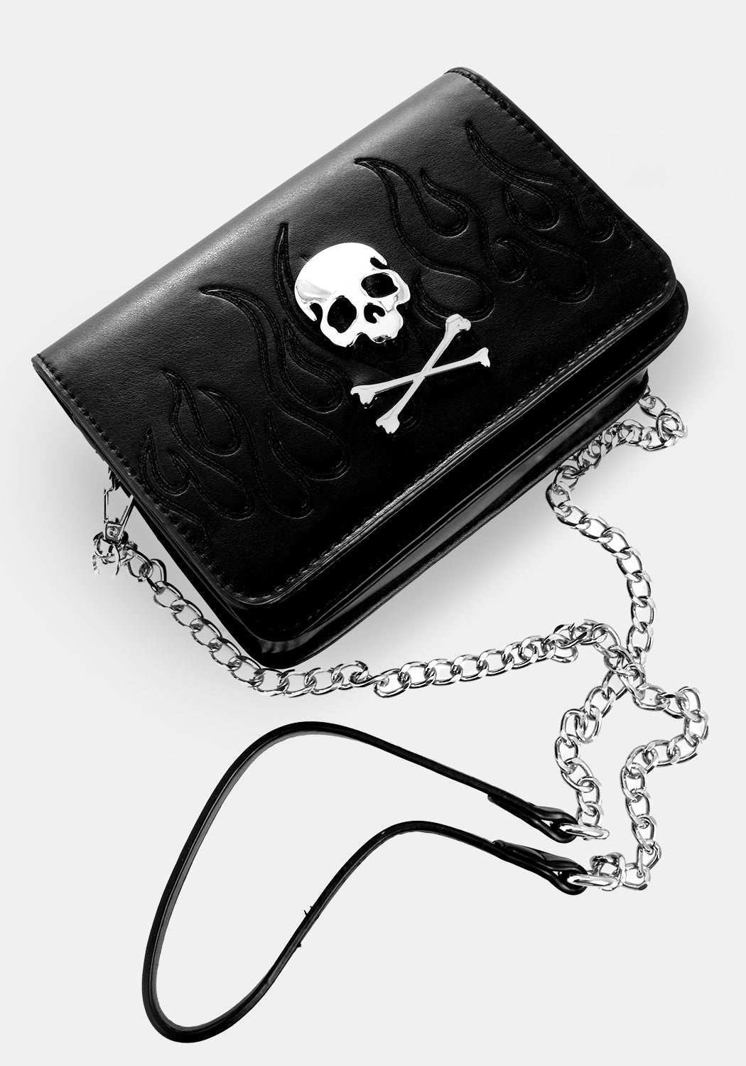 Mini Crossbody Bag with Skull Motif & Faux Leather | Balefire