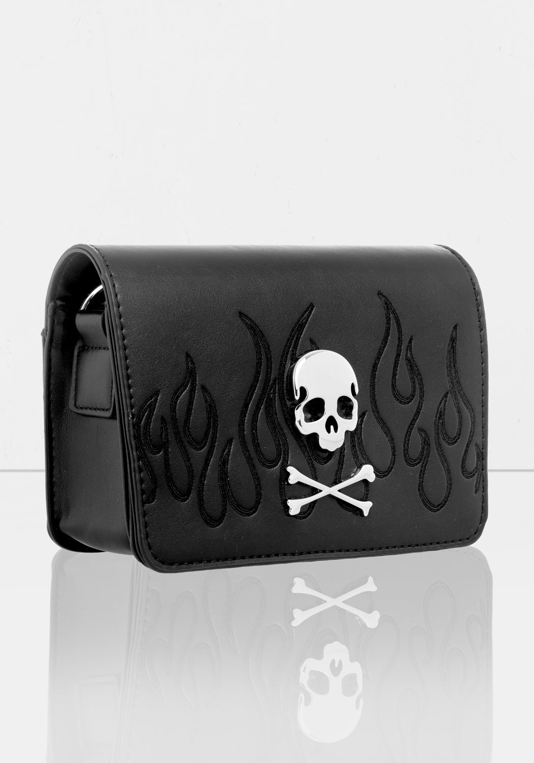 Mini Crossbody Bag with Skull Motif & Faux Leather | Balefire