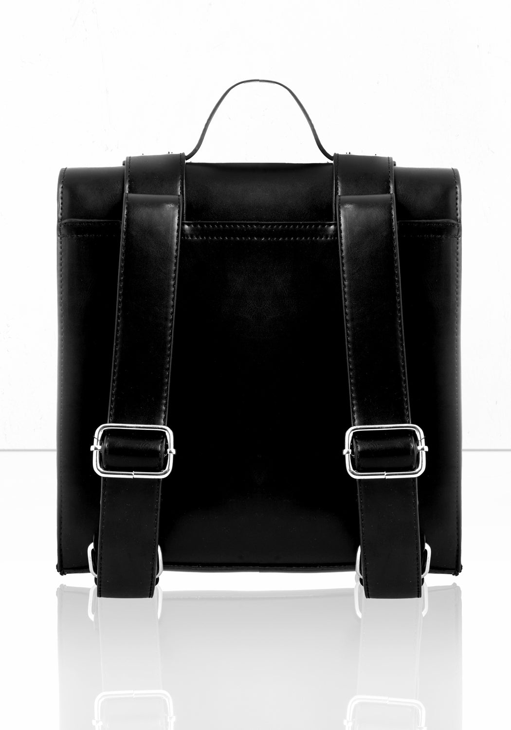 Black Mini Satchel Backpack with Adjustable Straps & Gothic Embroidery | Reaper