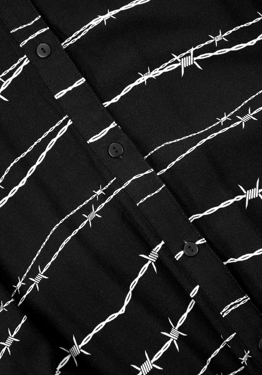 Black Barbed Wire Midi Shirt Dress with Belt | Relaxed Fit