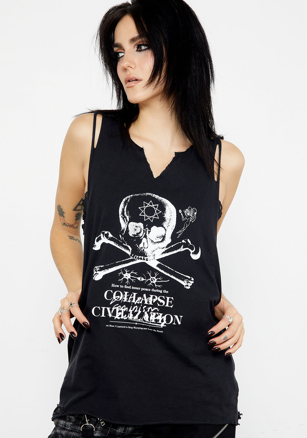 Distressed Black Sleeveless Vest | Relaxed Fit & Raw Hems