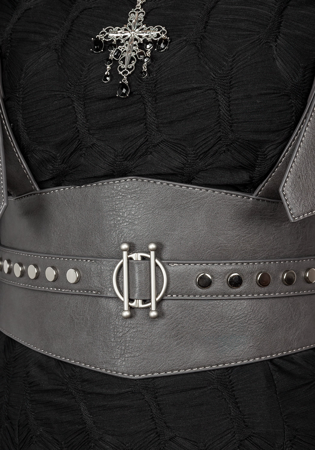 Grey Studded Underbust Belt Harness with Adjustable Buckles | Ciri