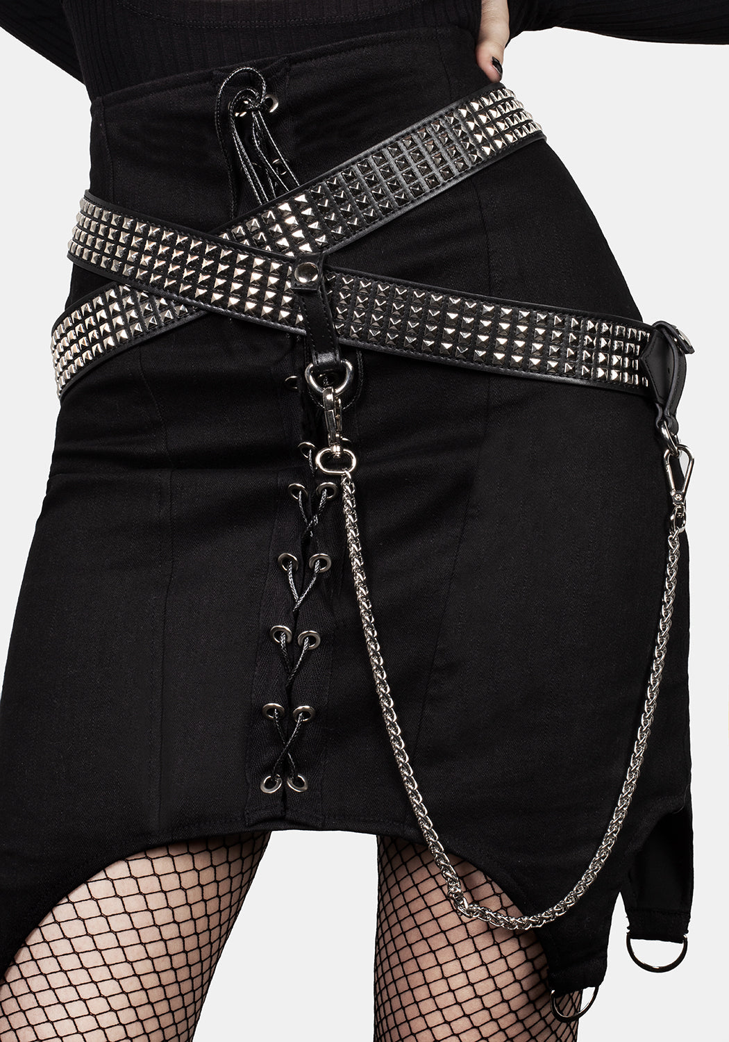 Studded Wrap Hip Belt with Detachable Chain | Infinity