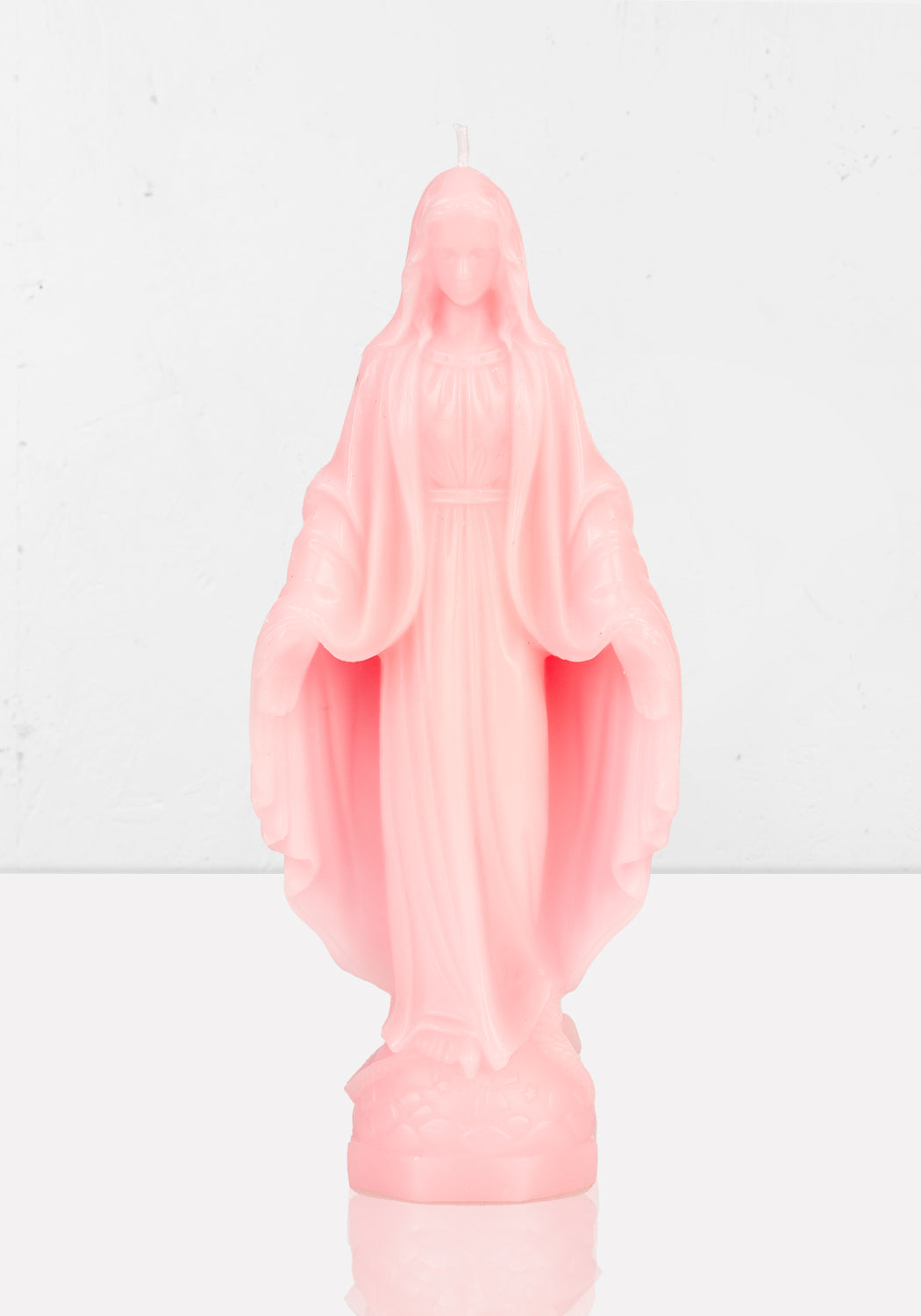 Pink Virgin Mary Candle with Intricate Carving | Disturbia Homeware
