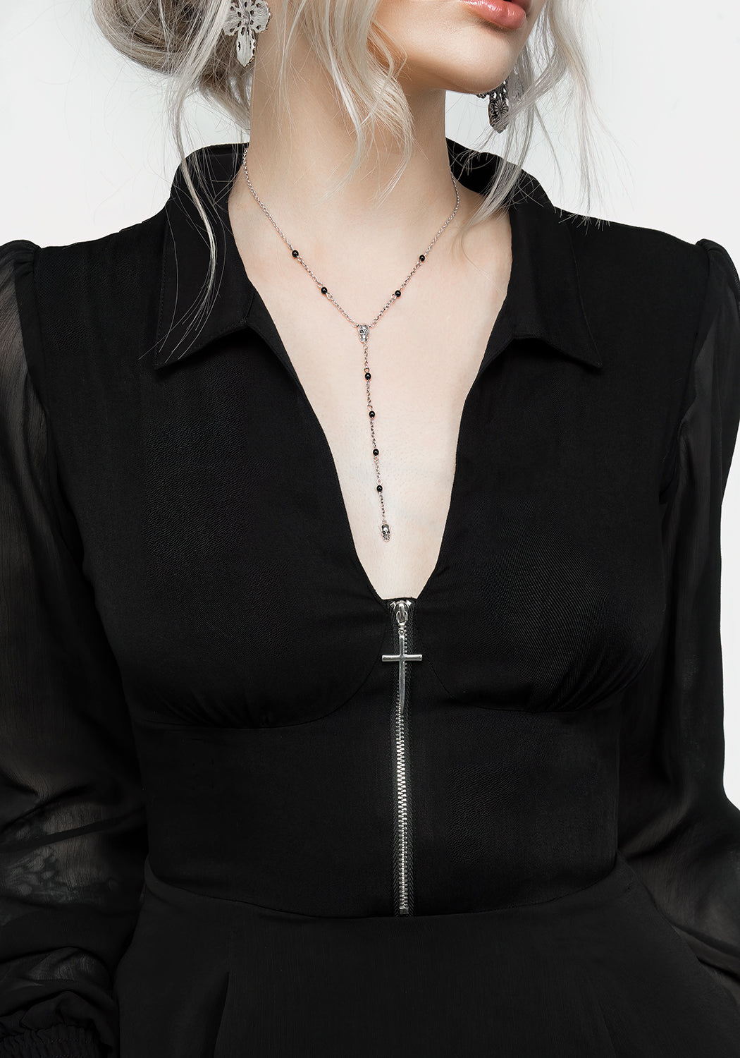 Black Sheer Midi Shirt Dress with Corset Detail | Nancy
