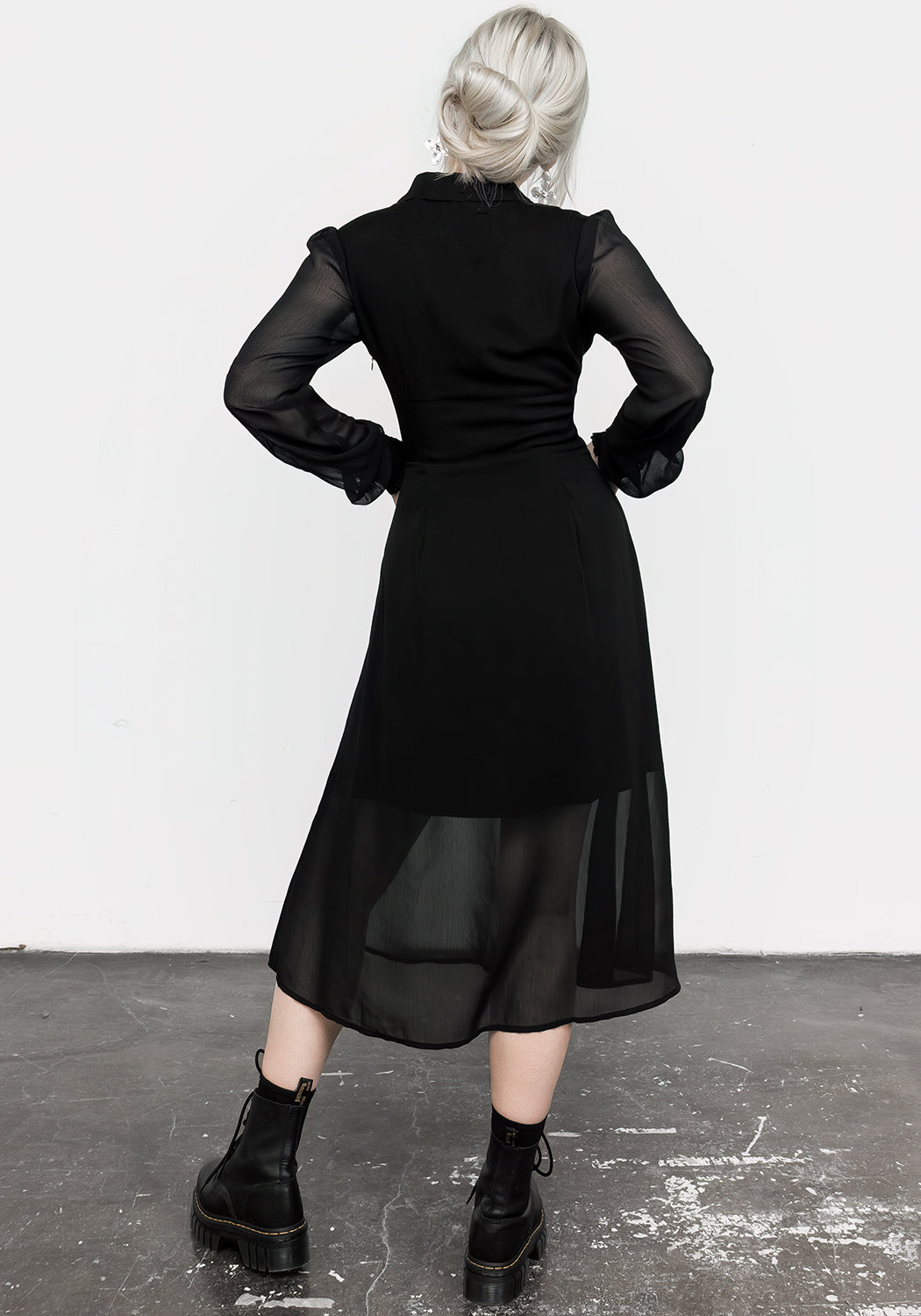 Black Sheer Midi Shirt Dress with Corset Detail | Nancy