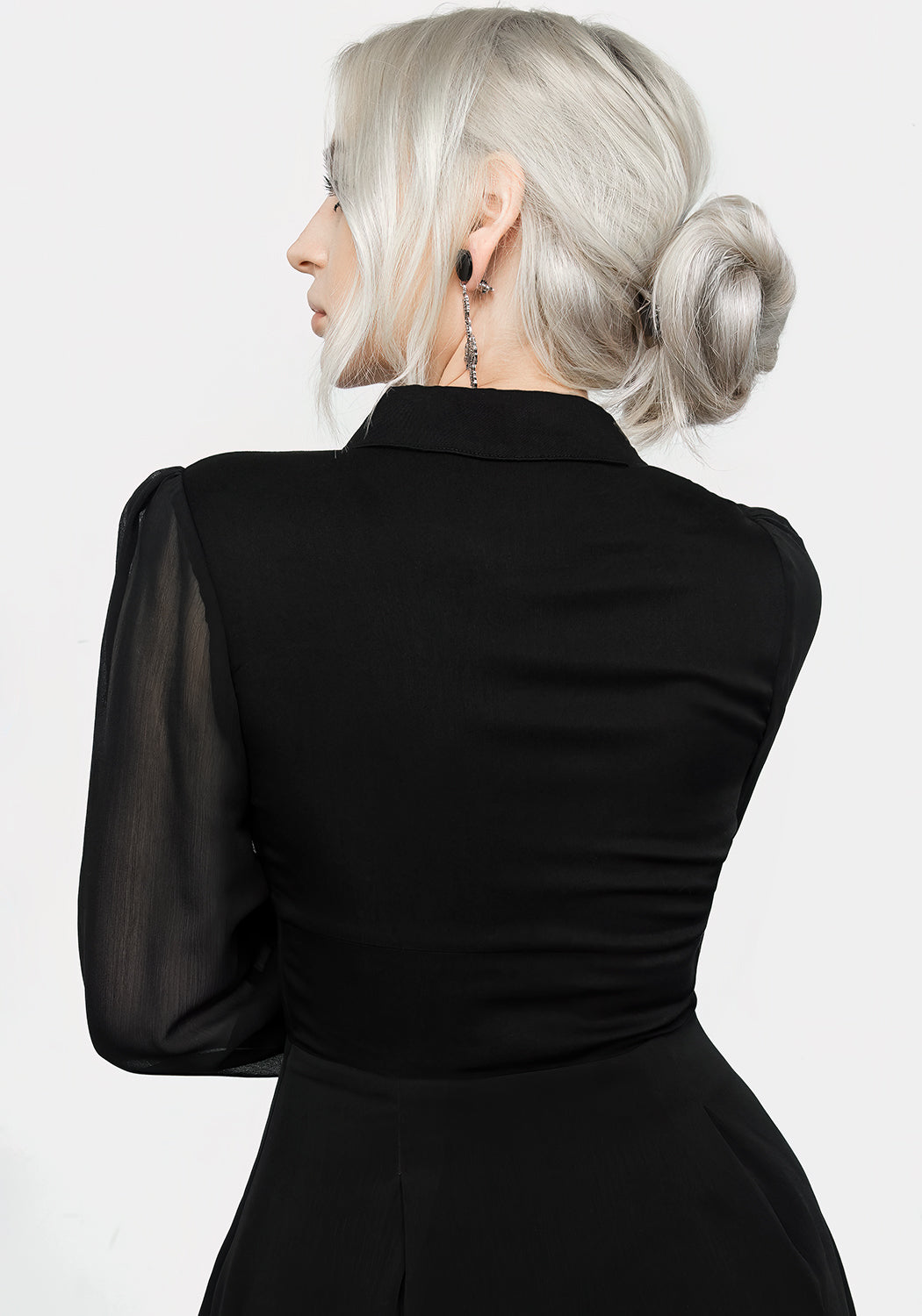 Black Sheer Midi Shirt Dress with Corset Detail | Nancy