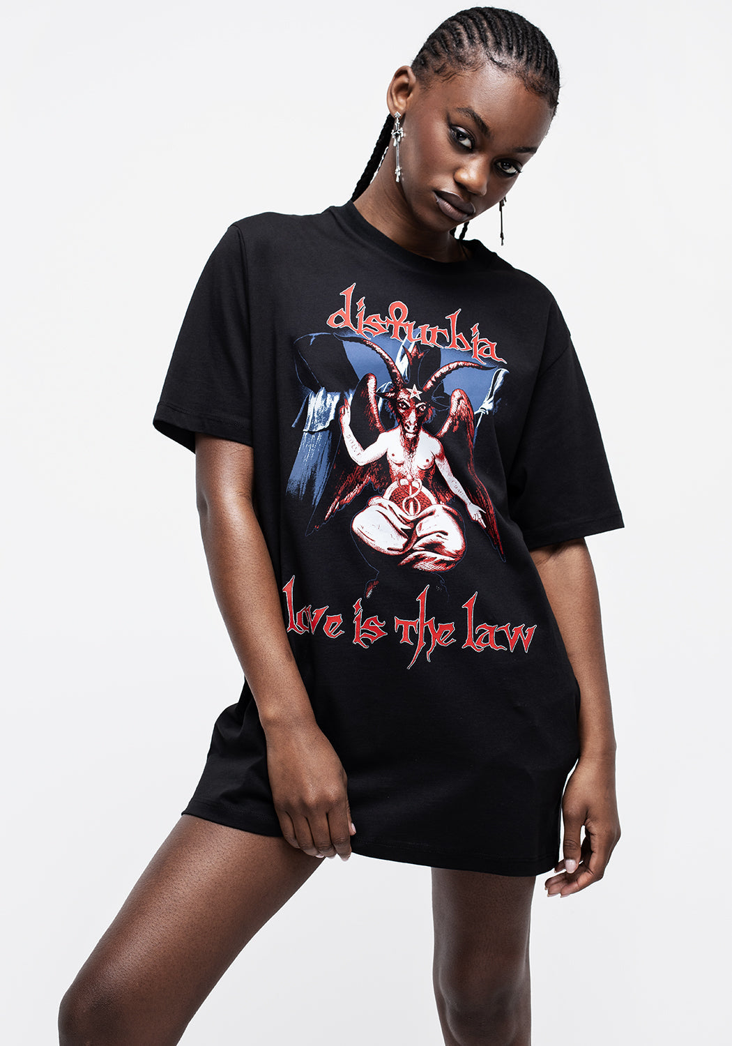 Black Graphic Print Unisex T-Shirt with Occult Design | Love Is The Law