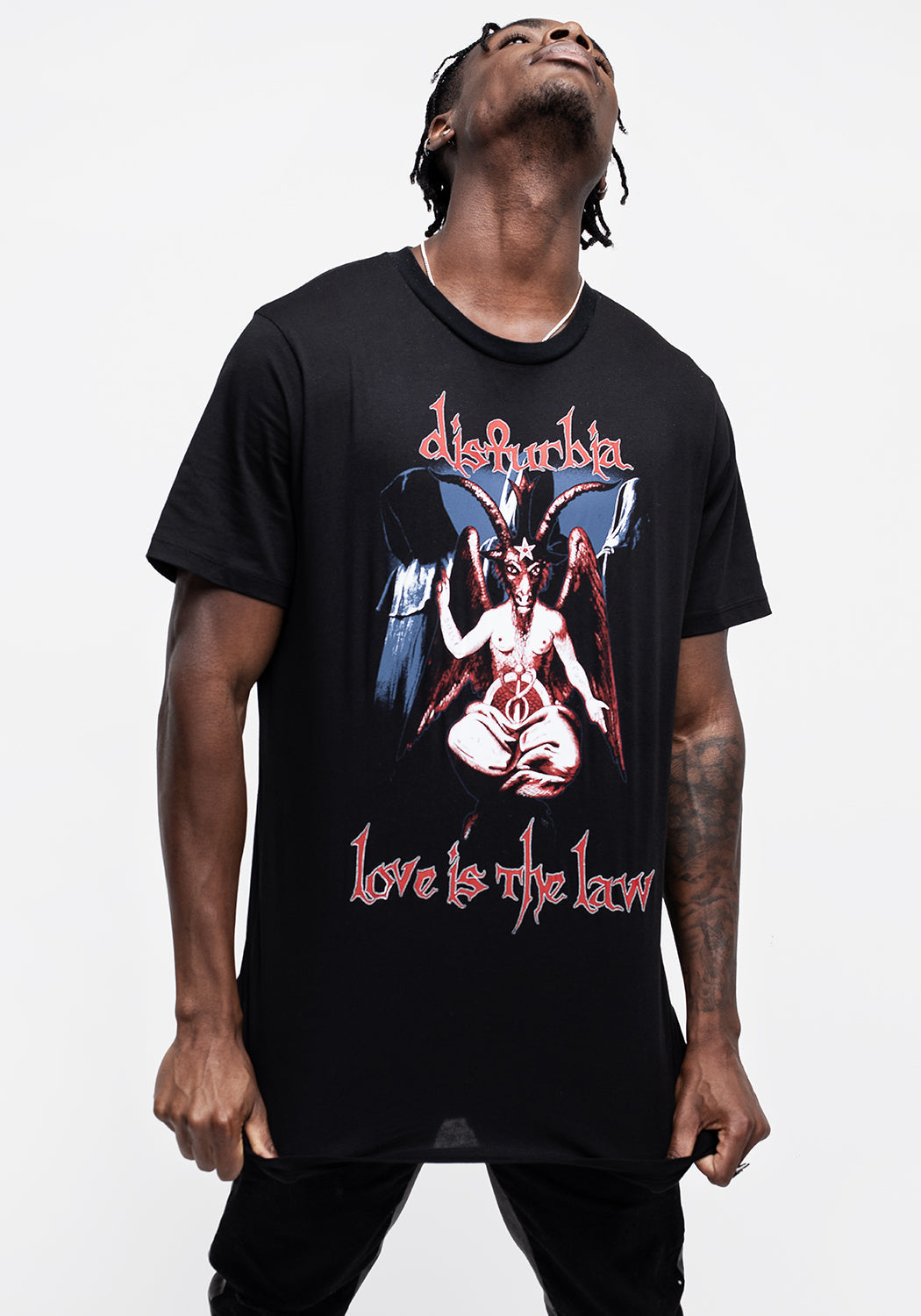Black Graphic Print Unisex T-Shirt with Occult Design | Love Is The Law